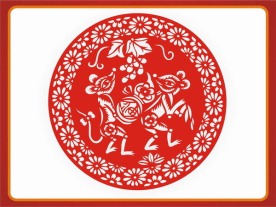 2008新春喜庆剪纸鼠矢量图