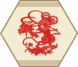 2008新春喜庆剪纸鼠矢量图2