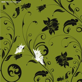 蝴蝶与花朵美丽底纹背景