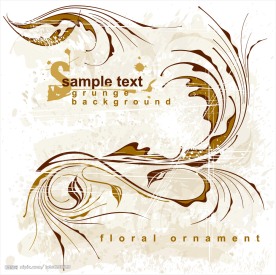 咖啡色时尚花纹元素矢量素材