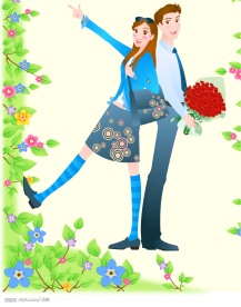 韩国情人节插画