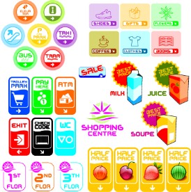 购物中心各种指示标志矢量图