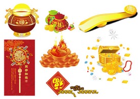 金银珠宝-经典新年、春节元素矢量素材