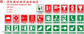 消防器材指示安全标志矢量图