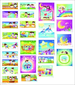 儿童 家庭 购物 礼物 圣诞 海报 广告 材料 矢量 人物