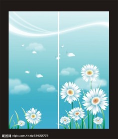 CDR9矢量小白菊移门背景图案