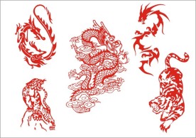 图腾龙虎矢量图