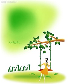 移门图片  女孩  秋千