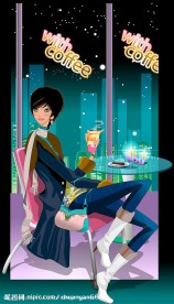美女和咖啡