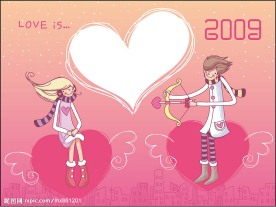 精美矢量2009情侣台历