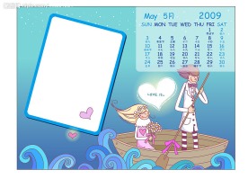 精美矢量2009情侣台历5月 日历