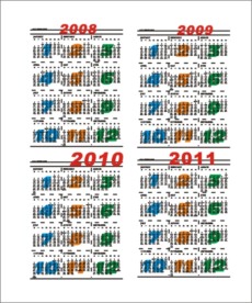 20082011日历模版