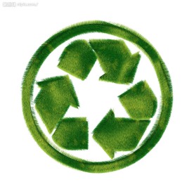 由草拼成的图形－环保标志