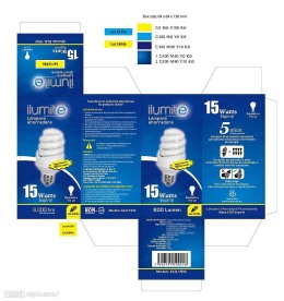 全螺15W节能灯的彩盒包装设计图