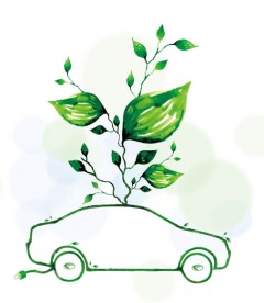 原创手绘绿色环保汽车