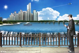 房地产 商业人物 湖 瀑布