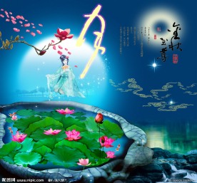 水莲花中秋节包装素材