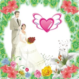 婚纱 花 心型 矢量婚纱人物