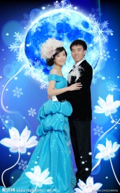 婚纱广告 蓝色模板