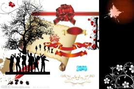 树 丝带 纸张 素材