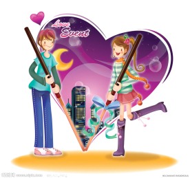 韩国风格情人节卡通