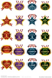 荣誉表彰丝带奖牌矢量素材