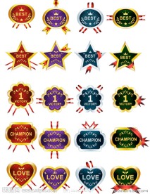 荣誉表彰丝带奖牌矢量素材