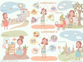 非常可爱的卡通孕妇插画