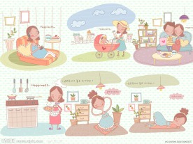 非常可爱的卡通孕妇插画