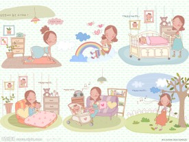 非常可爱的卡通孕妇插画