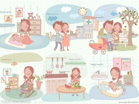 非常可爱的卡通孕妇插画