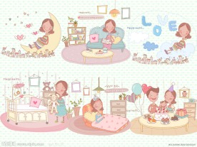 非常可爱的卡通孕妇插画