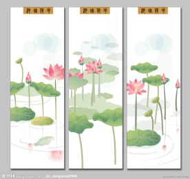 无框画 移门 池塘荷花