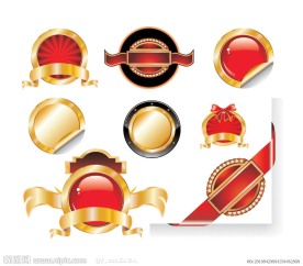 欧式丝带卷轴图标矢量素材