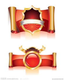 欧式丝带卷轴图标矢量素材