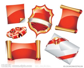 欧式丝带卷轴图标矢量素材