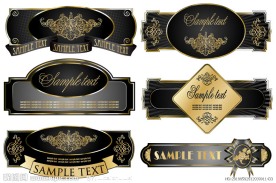 label 形状 图形 丝带 花纹 欧式 金色 华丽 皇冠 矢量素材