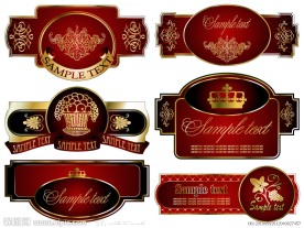 label 形状 图形 丝带 花纹 欧式 金色 华丽 皇冠 矢量素材