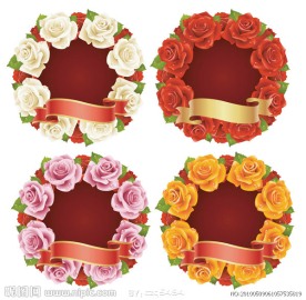 玫瑰花与丝带矢量素材