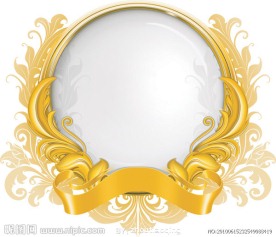 金色花纹丝带图形