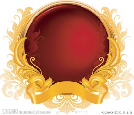 金色花纹丝带图形