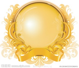 金色花纹丝带图形