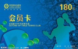 乒乓球俱乐部会员卡