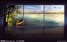 美丽风光风景无框画分层图