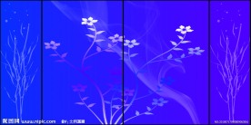 蓝紫浪漫花纹移门图案