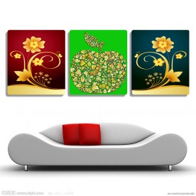 苹果花无框画设计