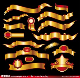 欧式金色丝带矢量素材