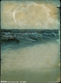 影楼背景 撕裂的纸 圆月