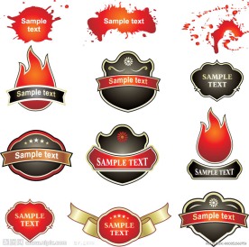 别致花纹 标签 丝带 墨迹