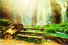 美丽的瀑布 山水风景 影楼背景